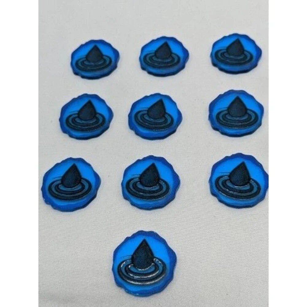 Lot Of (10) Spirit Island Acrylic Water Element Tokens